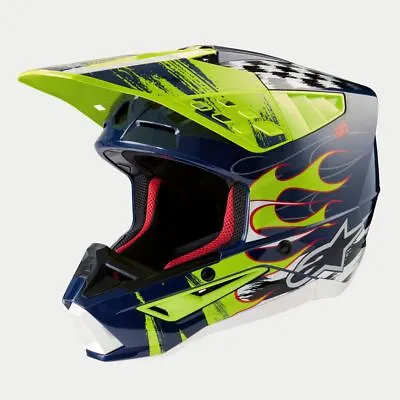 Alpinestars 2024 Supertech SM5 Rash Navy Yellow Motocross Helmet MX Quad ATV • £199.99