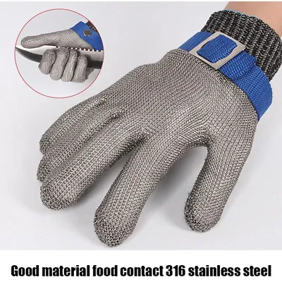 Cut Proof Glove Stainless Steel Metal Mesh Stab Resistant Butcher Safety Gloves- • £8.89