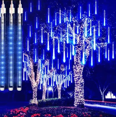 LED 8 Tube LED Christmas Solar Meteor Shower Rain Lights Decoration Garden Home • $12.34