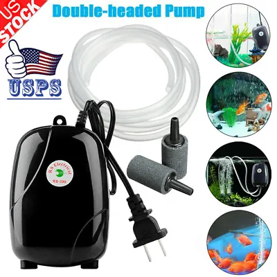 Aquarium Air Oxygen Pump 2 Outlets Bubble Tube For Fish Tank Hydroponic Pond CFL • $12.34