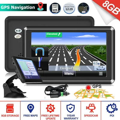 5 Car Truck Sat Nav GPS Navigation Free Lifetime UK&EU Maps Touch Screen Upgrade • £33.95