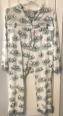 Munki Munki Pajama PJ Set Women’s Size XL Penguins 2 Pc Bamboo Button Top Pants • $28.88