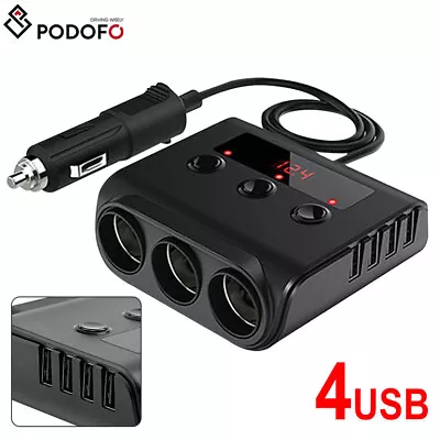 3 Way 12V 24V Multi Socket Car Cigarette Lighter Splitter USB Charger Adapter • £8.87