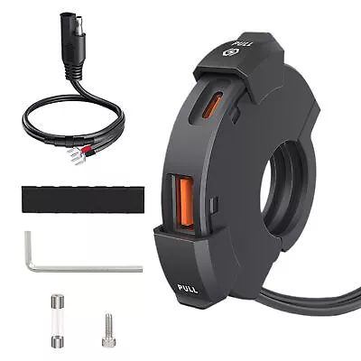 Motorcycle QC 3.0 Dual USB Charger Adapter Handlebar For Phone Tablet Camera GPS • $23.36