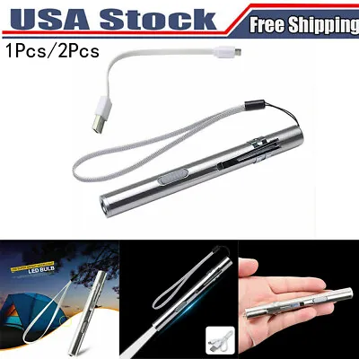 1/2Pcs Mini USB Medical Handy Pen Light Nursing Flashlight LED Torch Lamp Set • $8.99