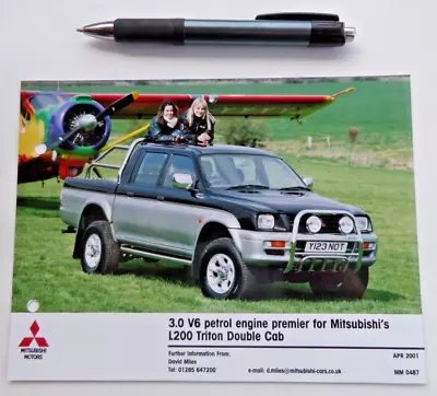 Mitsubishi L200 Triton 3.0V6 Double Cab Press Release Photo April 2001 MM 0201 • $7.57