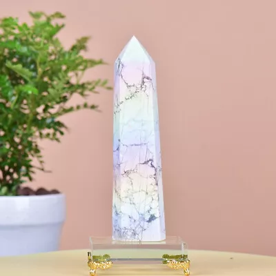 1.21LBElectroplated  White Turquoise Quartz Obelisk Tower Point Healing • £5.05