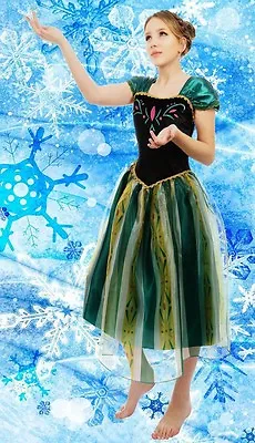  Adult Womens Frozen Queen Anna Costume Cosplay Party Gown Fancy Dress Outfit • £19.99