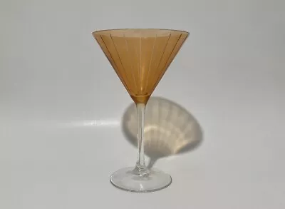 MIKASA CRYSTAL  Cheers Mix  MARTINI GLASS Amber Cut Stripes 7 3/8  • $19.99