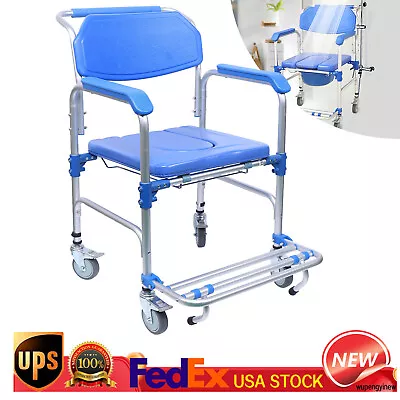350LBS Commode Wheelchair Assist Mobility Medical Transport Rolling Shower Chair • $165
