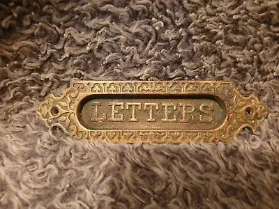 Old Victorian Small Brass Ornate Letters Box/plate 175mm X 48mm • £34