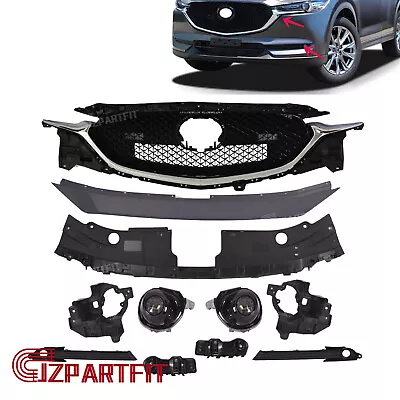 Front Grille/LED Fog Lamp/Bracket/Radiator Upper Cover Fits Mazda CX-5 2017-2019 • $385.99