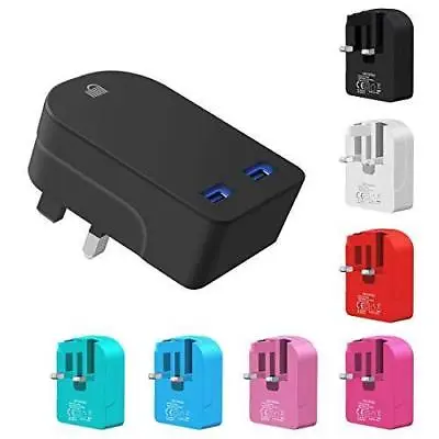 UK FASTPOST Fast Dual Twin 2 Port USB Folding Charger UK Mains Wall Plug Adapter • £7.55