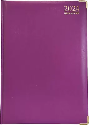 G4 2024 Purple A5 Week To View Diary Hardback Cover 70GSM Paper For Business Off • £5.68