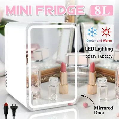 8L Cosmetic Mini Fridge Make Up Refridgerator Cooler Portable W/ LED Mirror • $63.95