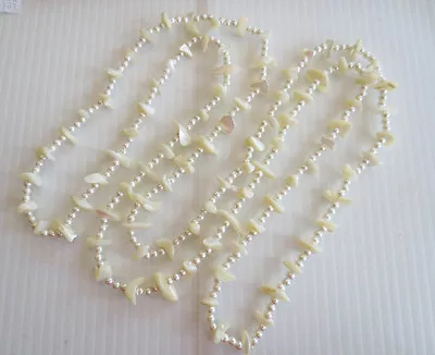 Vintage Natural Mother Of Pearl Faux Pearl Continuous Necklace 52 Inches Long • $6.99