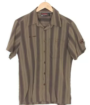 MAMMUT Arvid Shirt Brown Striped Casual Short Sleeve Men Size M • £23.99