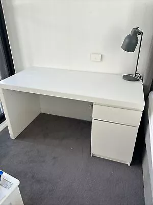 IKEA MALM White Desk 140x65cm See Photo A Number If Scratches And Marks • $5