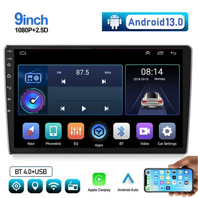 Double 2 Din 9'' Car Stereo Radio Apple Carplay Android 13 Touch Screen GPS WiFi • $55.80