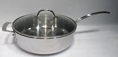 Viking 3 Ply Stainless Steel Saute Pan W/ Glass Lid 5.25 Qt 4.9L-Aluminum Core • $50