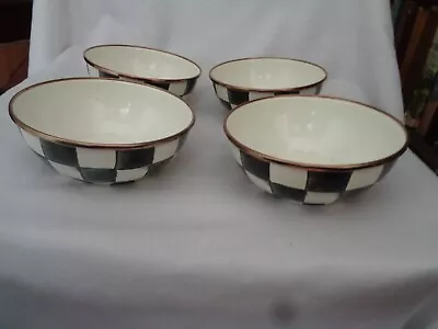 MacKenzie Childs Black And White Courtly Check  Soup Or Cereal Bowls • $95