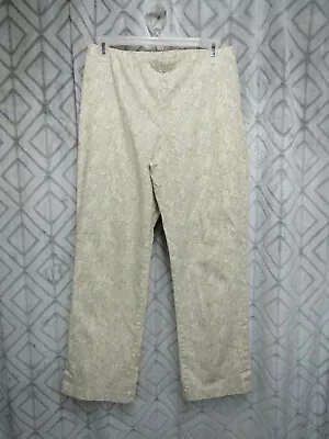 Sigrid Olsen Pants Size 6 Tan Leaves Side Button And Zipper Casual Work • $11.99