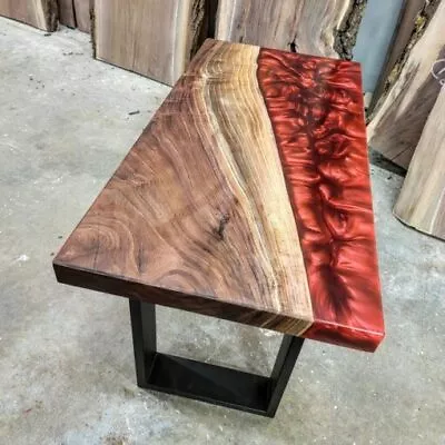 Large Indoor Resin Dining Table Epoxy Coffee Table Living Room Table Live Edge • $1549