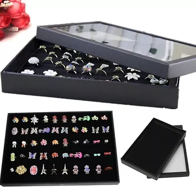 100 Slots Jewelry Ring Display Organizer Tray Holder Earrings Storage Box Case • $28.99