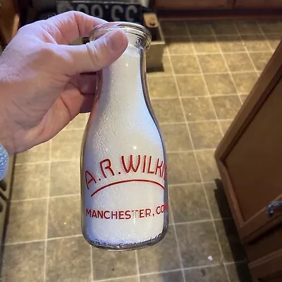 A. R. Wilkie ACL Pint Milk Bottle Manchester Connecticut CT • $19.99