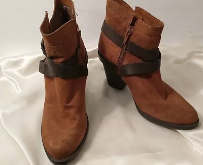 Women's Ankle  Boots Mossimo Shoes Size 7M Brown Belted Faux Suede Target • $25.98