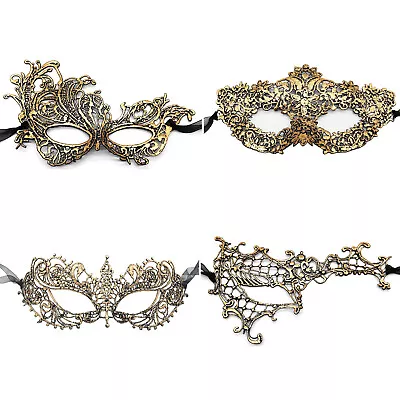 4Pcs Women Girls Venetian Gold LaceMask Party Masquerade Mardi Gras Eye Mask Set • $13.01