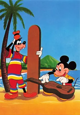 Disney Mickey Mouse Goofy Beach Scene Vintage Postcard Unposted Made In Italy • $1.95