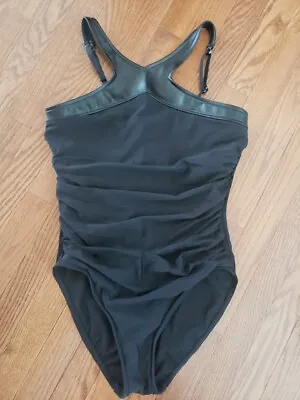 Magicsuit Black Moto Chic Size 12 One Piece Swimsuit Ruched Underwire Cup • $23.99