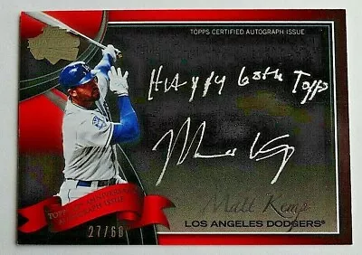 Matt Kemp 2011 Topps Diamond Anniversary Autograph #27/60 Dodgers Certified Auto • $49.99