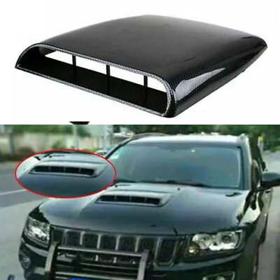$26.72 • Buy Carbon Fiber Car Decorative Air Flow Intake Hood Scoop Vent Bonnet Cover Trim