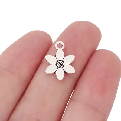 £3.95 • Buy 20 X Tibetan Silver Flower Charms Pendants Beads 2 Sided For Jewellery Making