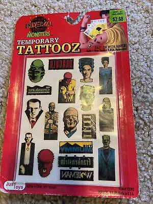 Official UNIVERSAL Studios MONSTERS Temporary Tattooz - Vintage 1990 Just Toys • $7.59