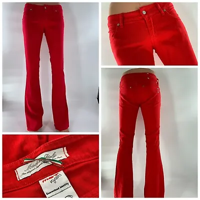 $49.99 • Buy “Met In Jeans” Jeans Sz 30 Red Cotton Elastane Mid Rise Bootcut Italy YGI B2-68