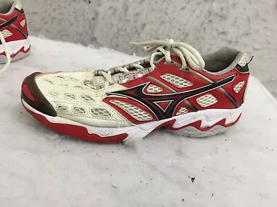 Mizuno Wave Lightning 3 Volleyball Shoes Sneakers Womens 9 Red White Lace Up • $10.79
