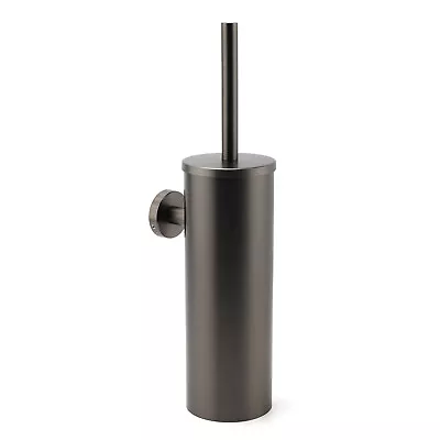 Chrome/Black/Gold Round Bathroom Toilet Brush & Stainless Steel Holder Cup Set • $72