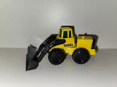 Vintage 1992 Tiny Tonka Yellow Loader Mixer Truck 1:64 Metal Backhoe • $12