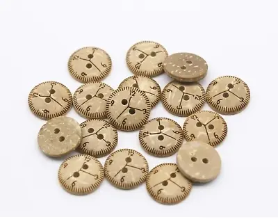 Pkg Of 20 Clock 2-hole Coconut Shell Buttons 1/2  (13mm) Craft (9046) • $5.05