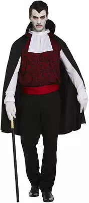Adult Men’s Vampire Costume With Cape Scary Fancy Dress Halloween Costume • £22.99