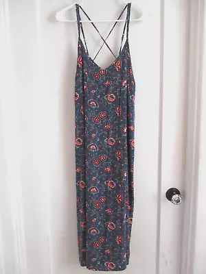 Womens Gap Midi Slip Dress Criss Cross Staps V Neck Blue Red Bandana Paisley XXL • $15