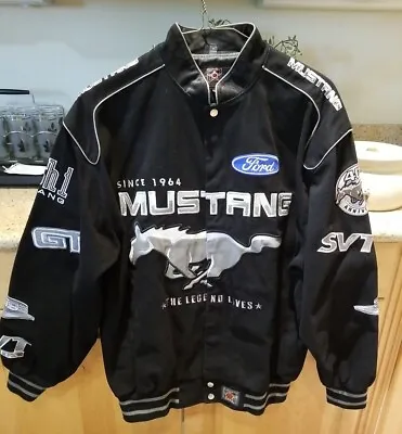  JH Design Orange County Mustang Ford Car Club Black  Coat Size Large • $199.95