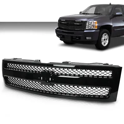 Front Bumper Grille Grill Insert Black Fit For 2007-2013 Chevy Silverado 1500 • $89.90