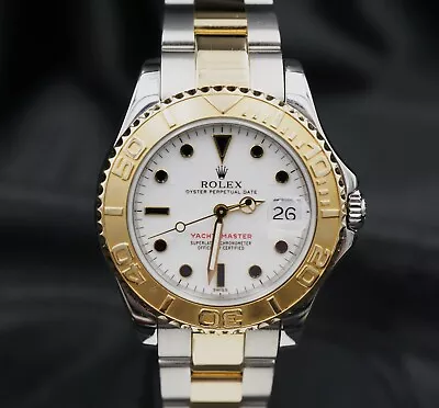 1997 Rolex Yacht-Master 68623 Warranty 35mm 18k White Dial Rare W962 • $8843.86