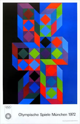 Victor Vasarely Olympics 1972 Munich Op Art 1978 Poster 16 X 11 • $74.50