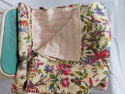 £33.83 • Buy Indian Handmade Vintage Quilt Kantha Bedspread Throw Cotton Blanket Ralli Gudari