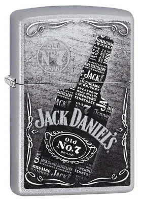 New Zippo  Lighter Jack Daniels Bottle Old No7 Brand Satin Chrome Gift/Boxed • £39.70